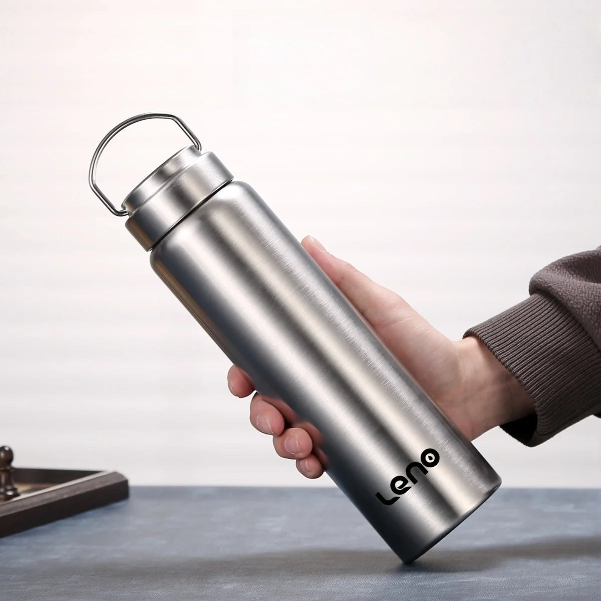 Gourde grande capacité en acier inoxydable simple paroi, robuste, pour camping, sport et salle de gym