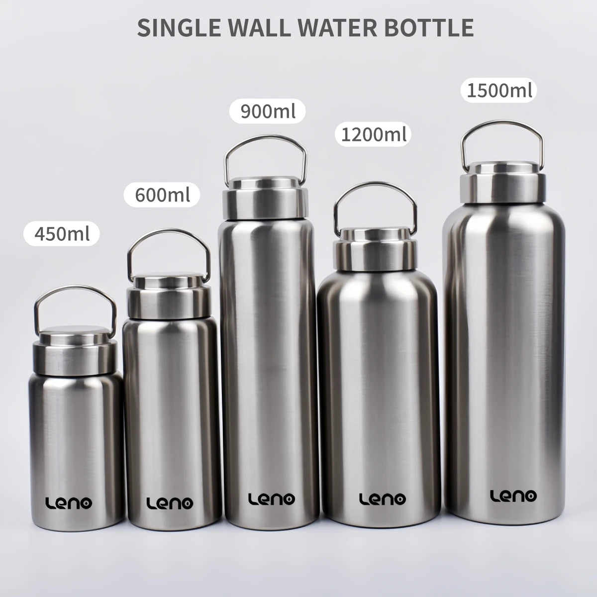 Gourde grande capacité en acier inoxydable simple paroi, robuste, pour camping, sport et salle de gym