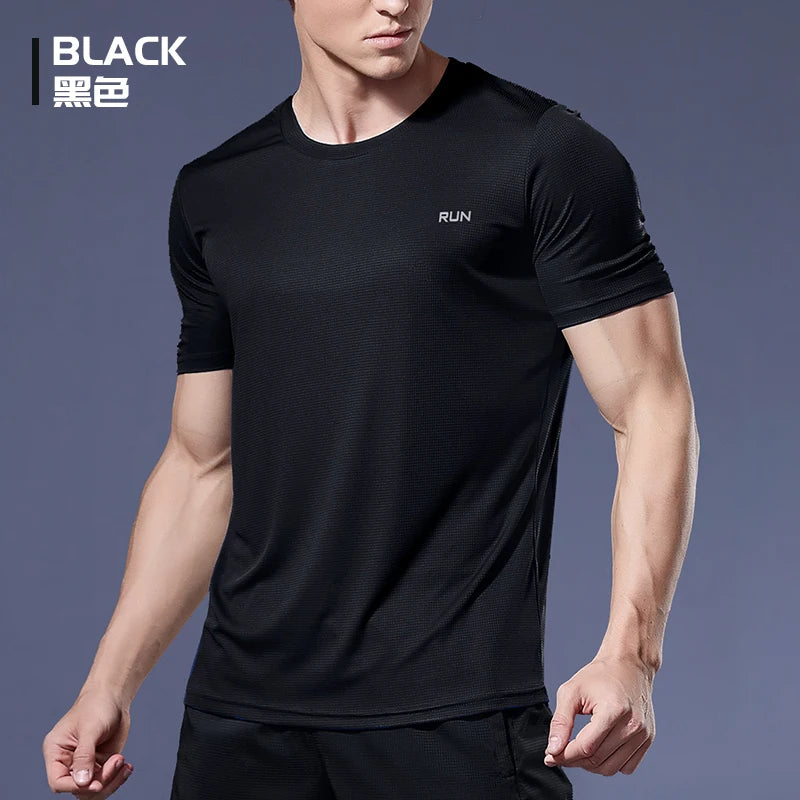 Sport Shirt  2024 Summer New 100% Polyester White Solid T Shirt Men Causal O-neck Basic T-shirt Male High Quality Running Tops