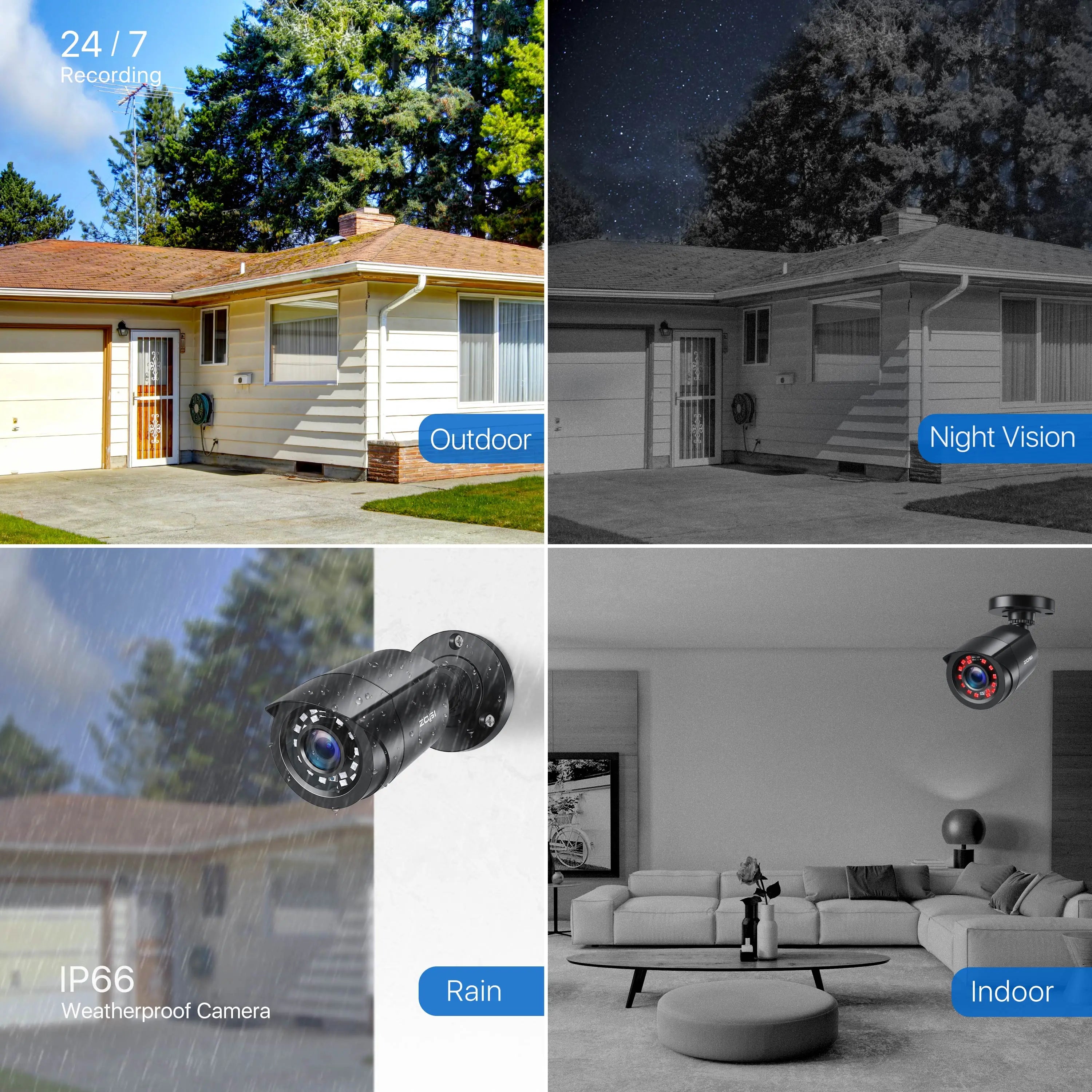 ZOSI 1080P Security Camera System 8CH Wired DVR Kit for Outdoor Indoor with Waterproof Night Vision CCTV Video Surveillance Set
