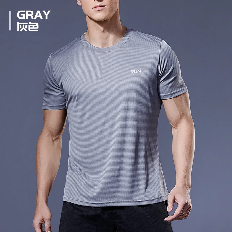 Sport Shirt  2024 Summer New 100% Polyester White Solid T Shirt Men Causal O-neck Basic T-shirt Male High Quality Running Tops