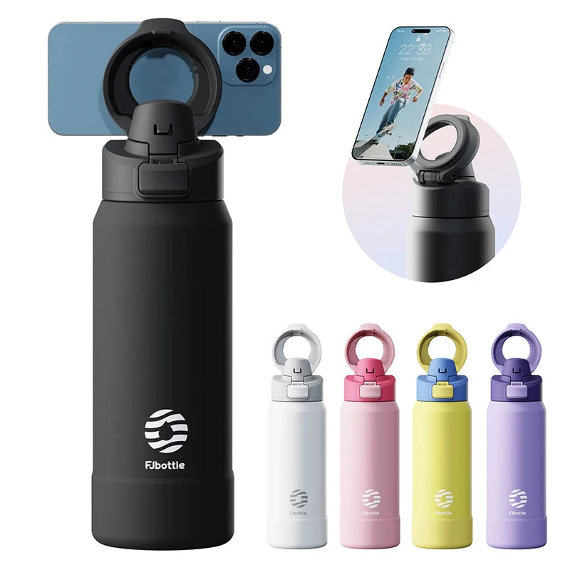 710/950ml Thermos bottle Stainless Steel Sports Water Bottle with Magnetic Phone Holder Insulation Cup Sports Fitness Drinkware