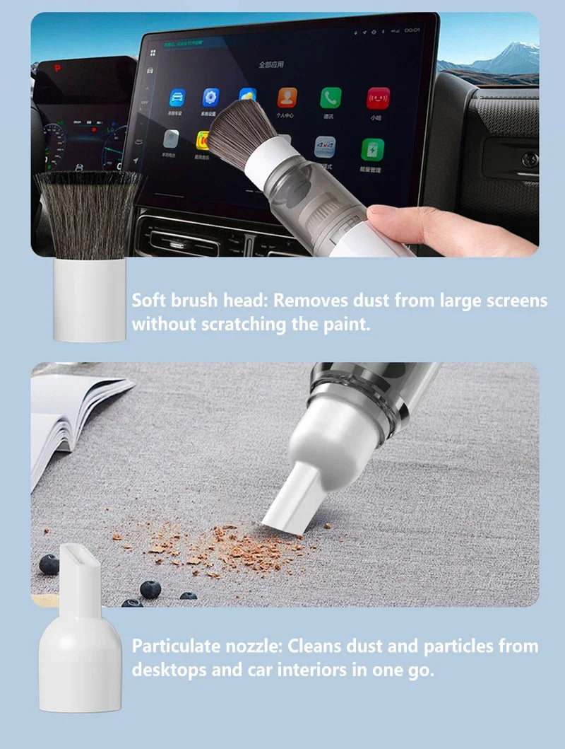 Portable Mini Handheld Vacuum Cleaner 3-in-1 Suction/Blow/Water Absorption Strong Suction for Car Coffee Powder Desktop Cleaning