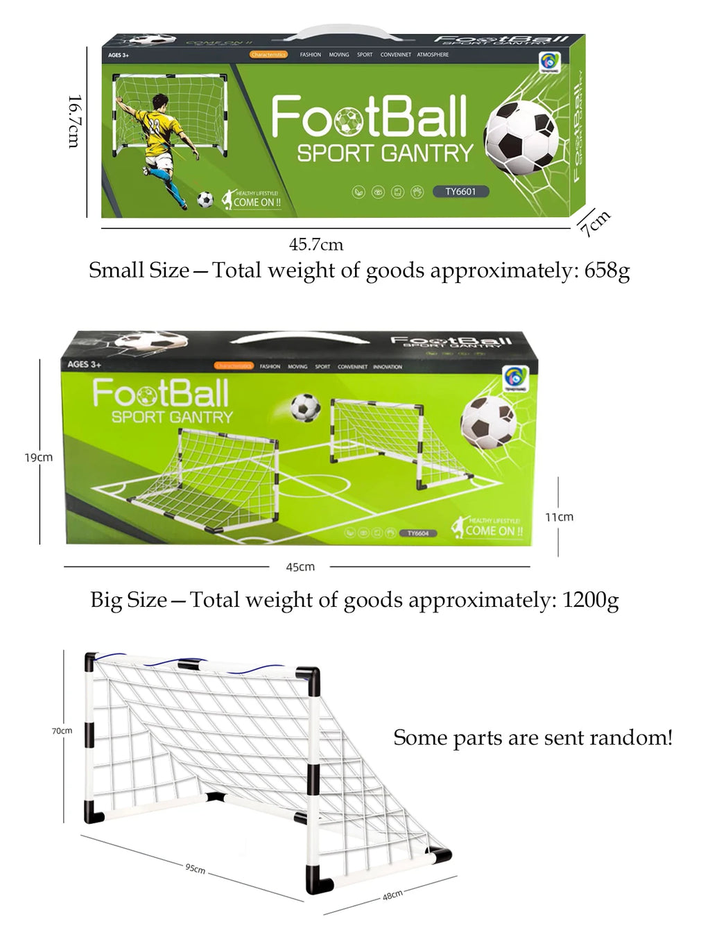 Football Sports Toys Game, Children's Foldable Football Goal with Pump and Ball Outdoor Lawn Soccer Training Gifts for Kids