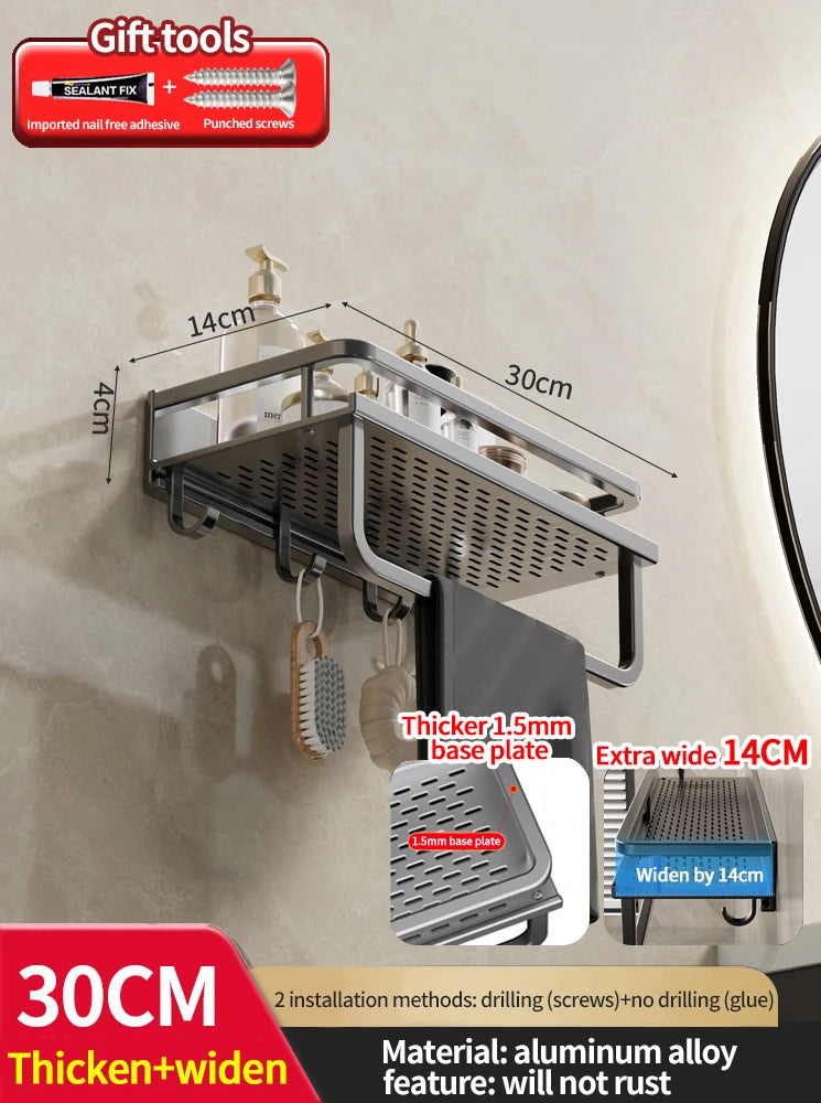 Bathroom Rack Bathroom Shelf Toilet Space Aluminum Hanging Rack Bathroom Organizer Hang on the Wall