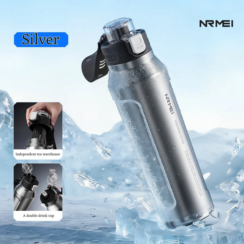 Gourde de sport en acier inoxydable, grande capacité, isotherme, pour fitness, vélo et activités extérieures