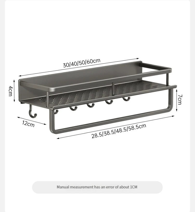 Bathroom Rack Bathroom Shelf Toilet Space Aluminum Hanging Rack Bathroom Organizer Hang on the Wall