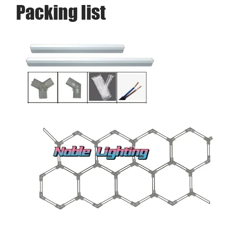 4x8M Garage Barbershop Gym Led Ceiling Light Hexagon Light 110V-240V Honeycomb Led Customized for Auto Car Detailing Workshop