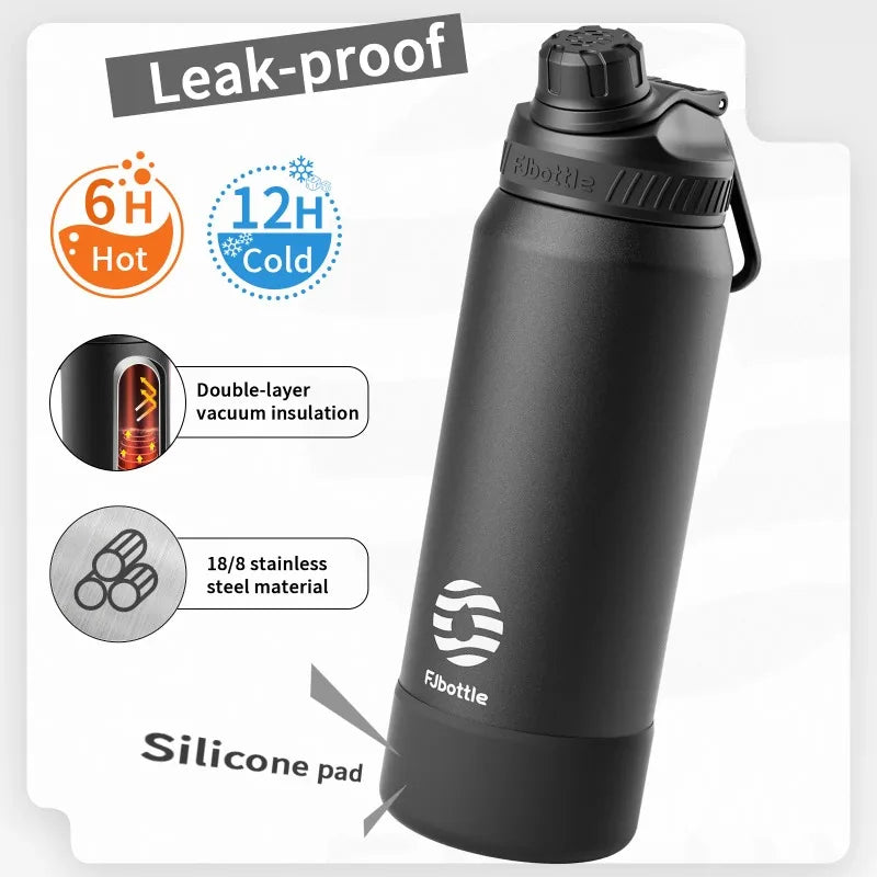 Fjbottle Gobelet thermos en acier inoxydable, gourde isotherme portable pour garder au frais en extérieur