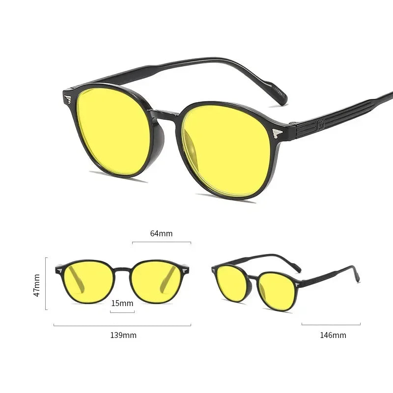 Round Frame Yellow Lens Night Vision Glasses for Men Women Ultralight Blue Light Blocking Eye Protection Eyewear for Driving