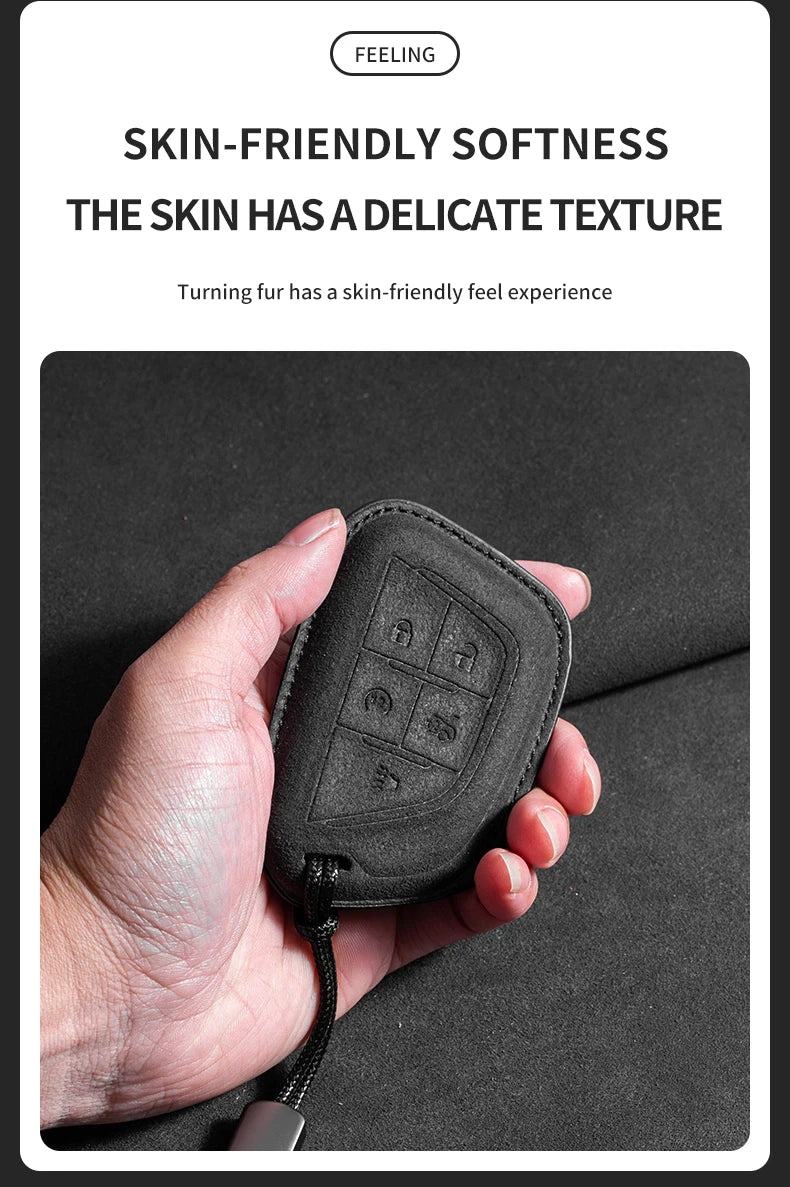 Suede Car Key Case Cover For Cadillac CT4 CT5 ATS CT6 CTS DTS XT5 Escalade ESV SRX STS XT4 Car Key Protective Shell Accessories