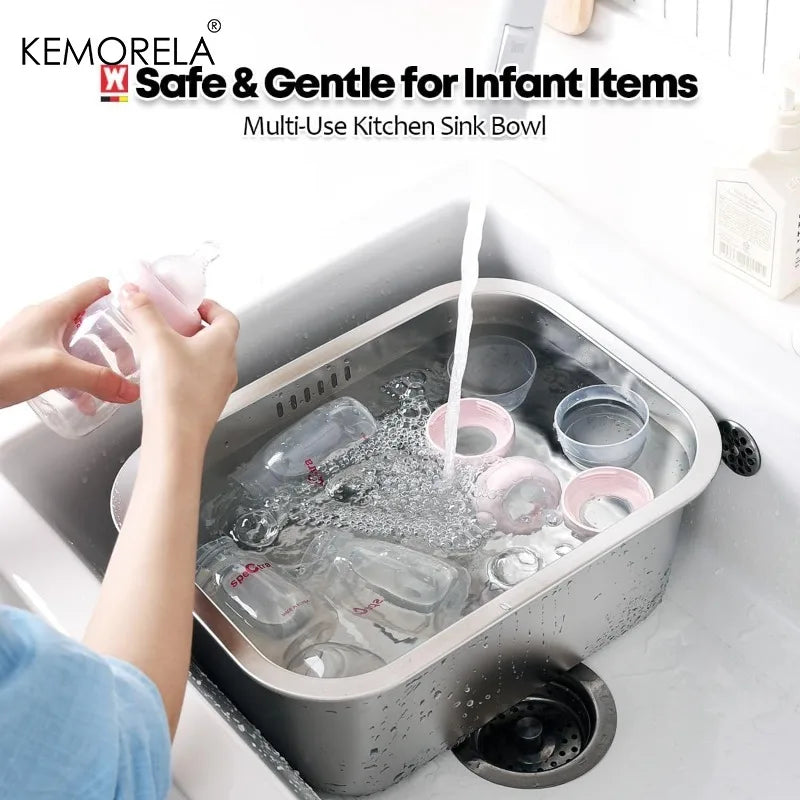 Bassine de vaisselle portable 10L en acier inoxydable, bac de lavage multifonction pour cuisine et légumes