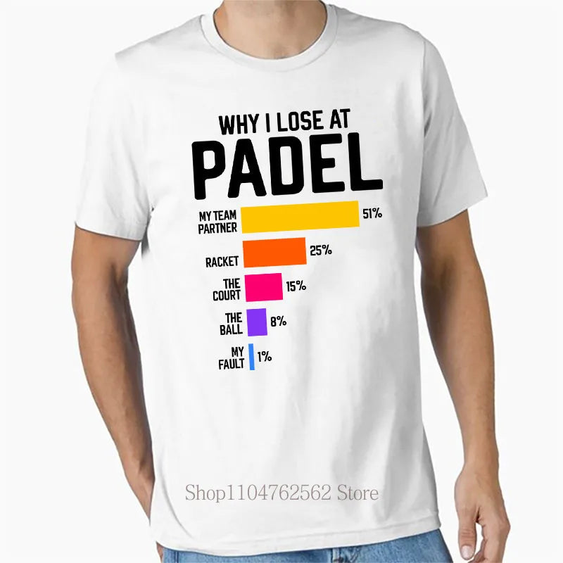 Padel Graphic Print T-shirts for Men Summer Casual Fashion High Street Comfort Punk Tops Crew Neck Short Sleeve Cotton Tees