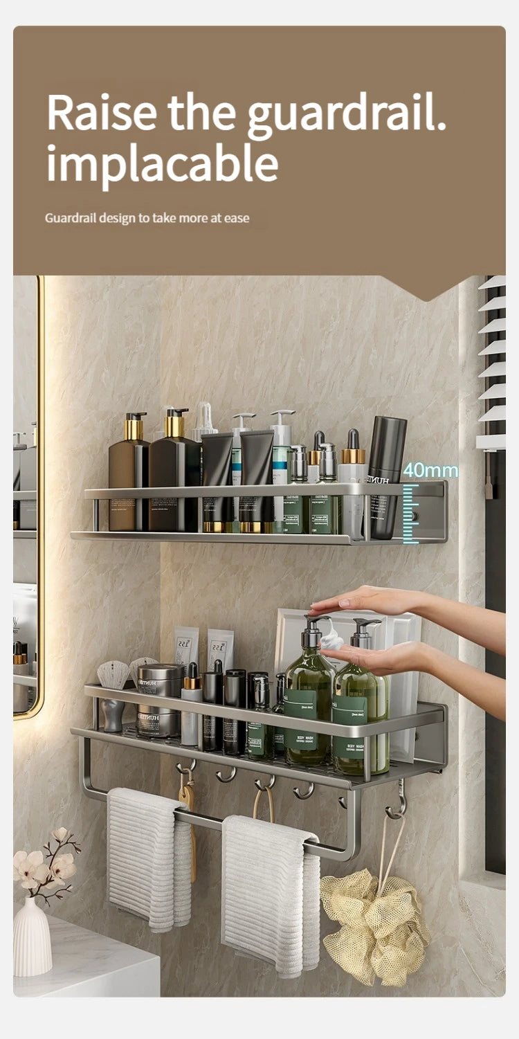 Bathroom Rack Bathroom Shelf Toilet Space Aluminum Hanging Rack Bathroom Organizer Hang on the Wall