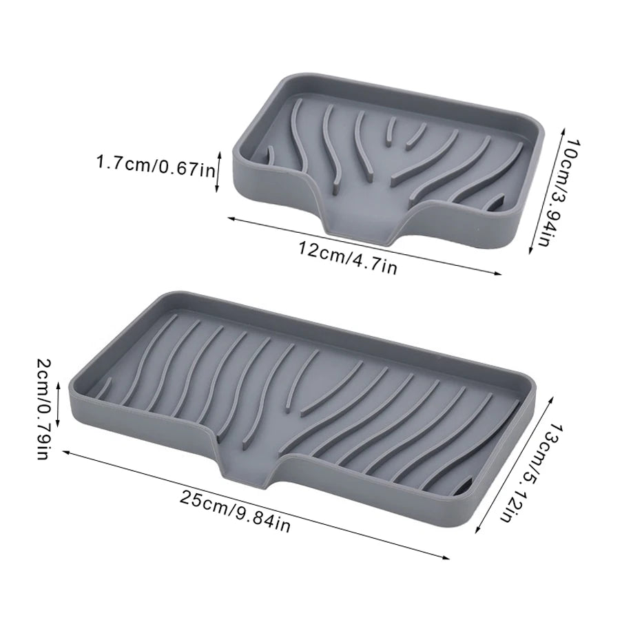 1-Pack Silicone Drain Soap Box Kitchen Bathroom Anti-slip Sink Tray Creative Washing Table Soap Tray Free Punch Drain Rack