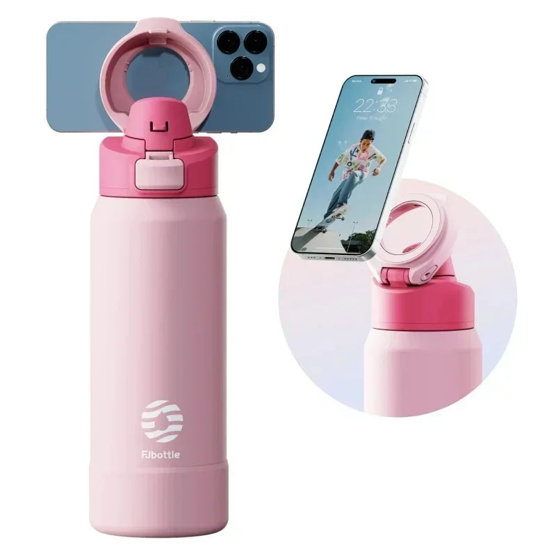 710/950ml Insulated Water Bottle with Magnetic Lid Gym Fitness Water Cup with Phone Holder Thermal Bottle Vacuum Flask Insulated