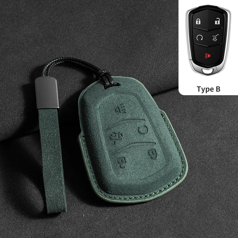 Suede Car Key Case Cover For Cadillac CT4 CT5 ATS CT6 CTS DTS XT5 Escalade ESV SRX STS XT4 Car Key Protective Shell Accessories