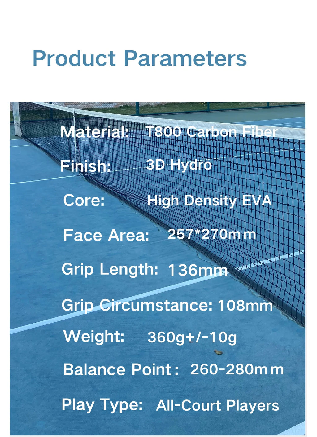 DUALE  FORCE II  3K T800 Padel Racket ,Combo Power and Control, Hybrid Padel for Intermediate and Advaced All-Court Players