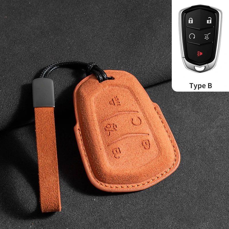 Suede Car Key Case Cover For Cadillac CT4 CT5 ATS CT6 CTS DTS XT5 Escalade ESV SRX STS XT4 Car Key Protective Shell Accessories