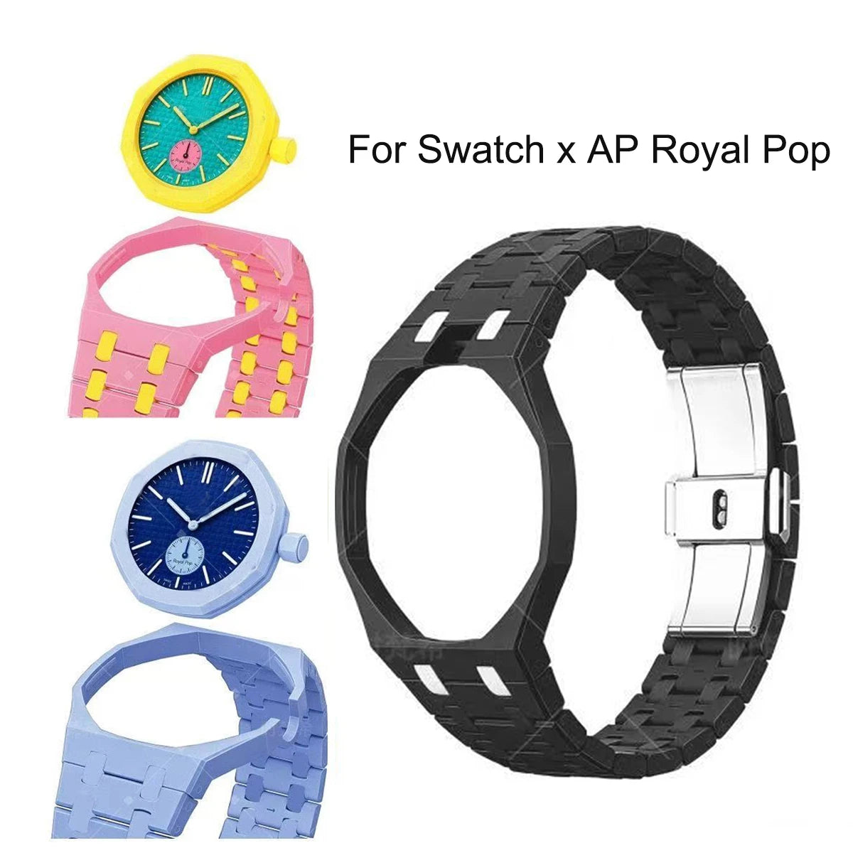 Advanced Luxury Modification Kit Pocket Changer To Wristwatch For Swatch X AP Royal POP Ceramic Biomaterials Watch Case Strap
