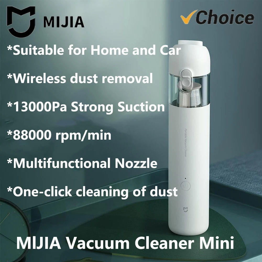 Original NEW MIJIA Portable Handheld Vacuum Cleaner For Home Car Mini Wireless Dust Catcher Collector 13000PA Cyclone Suction CN