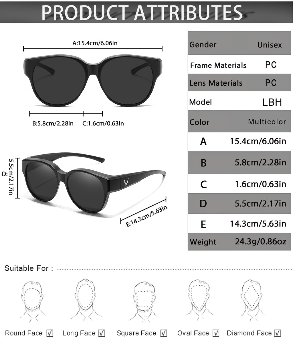 Men and Women's Fashion Round Over Sunglasses Daily Wear Cycling Shopping Fishing Running Glasses Unisex UV400 Eyewear