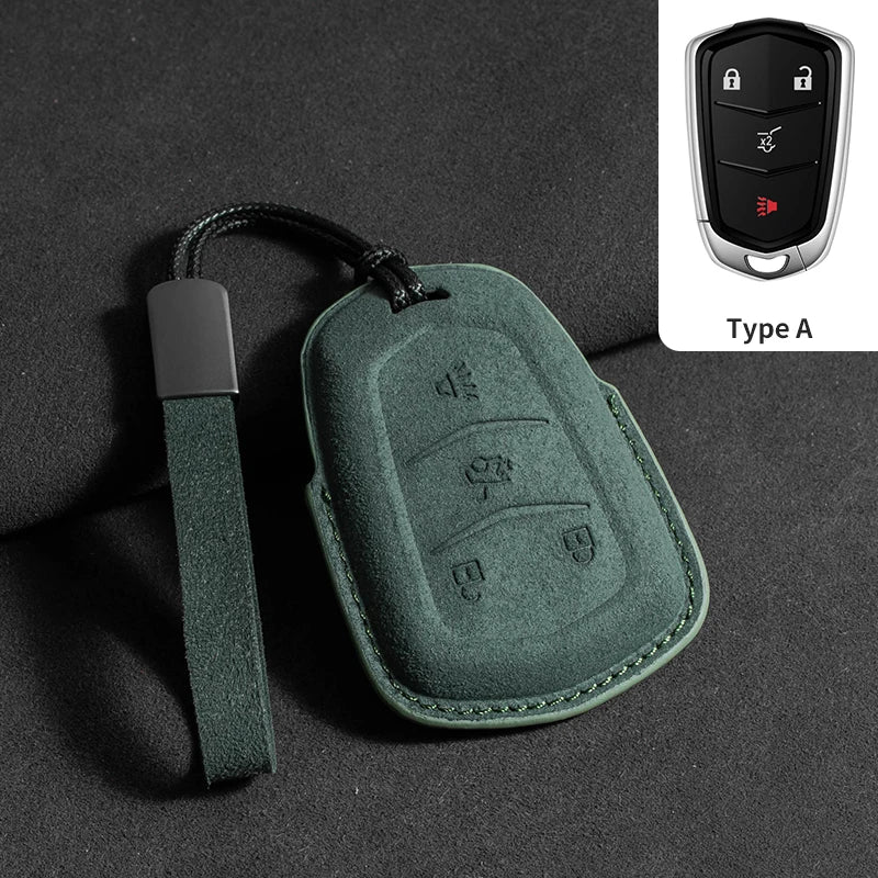 Suede Car Key Case Cover For Cadillac CT4 CT5 ATS CT6 CTS DTS XT5 Escalade ESV SRX STS XT4 Car Key Protective Shell Accessories