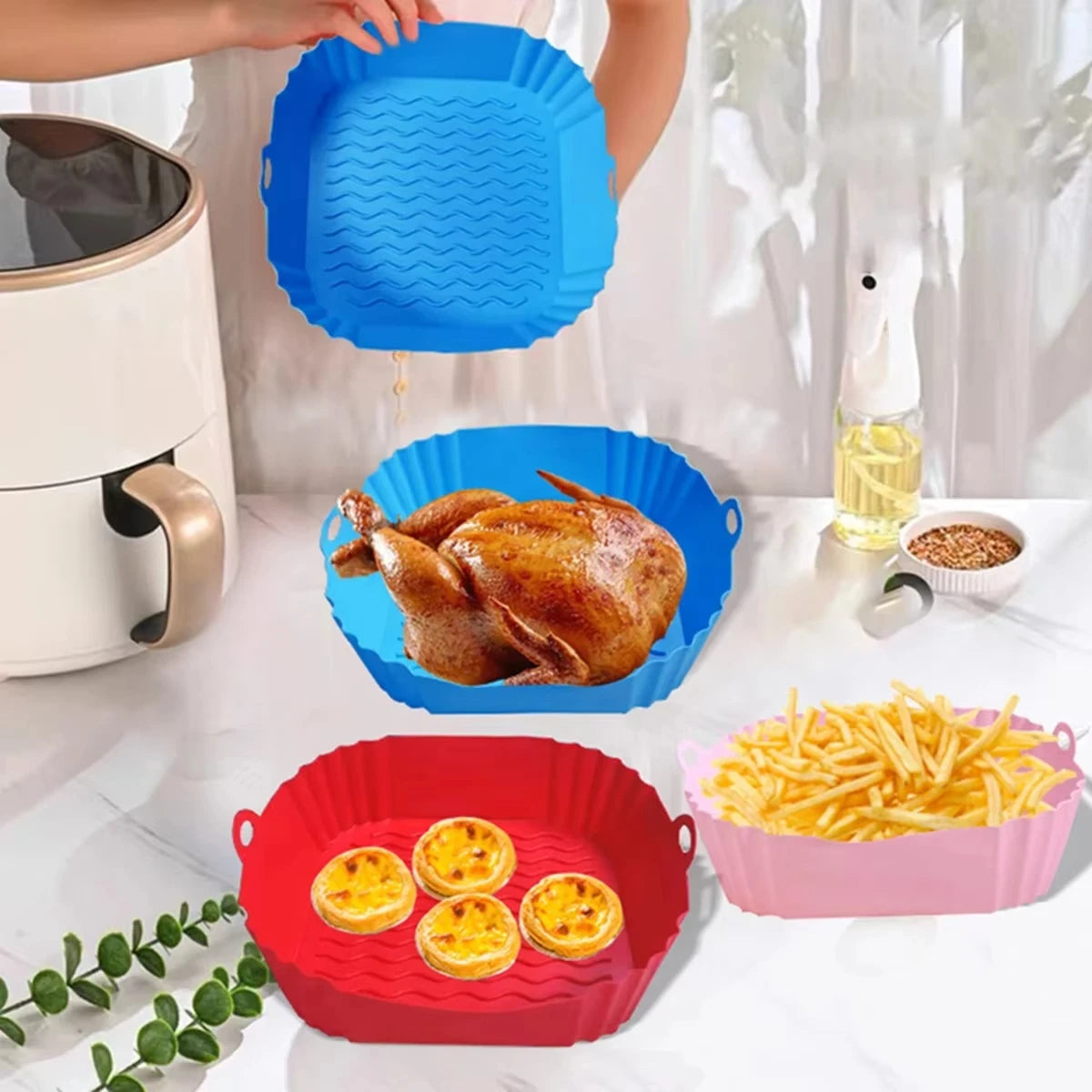Plateau silicone carré pour air fryer et barbecue