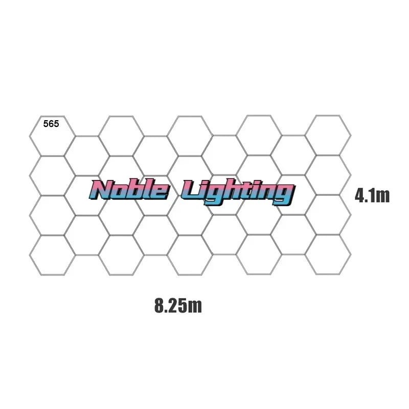 4x8M Garage Barbershop Gym Led Ceiling Light Hexagon Light 110V-240V Honeycomb Led Customized for Auto Car Detailing Workshop