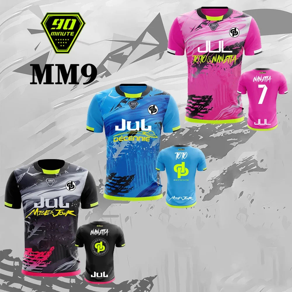 MM9 JUL 90 Minute Series 3D Sport Quick-dry Breathable Men Tshirt Football Jersey Team Training Racing Parent-child Short Sleeve