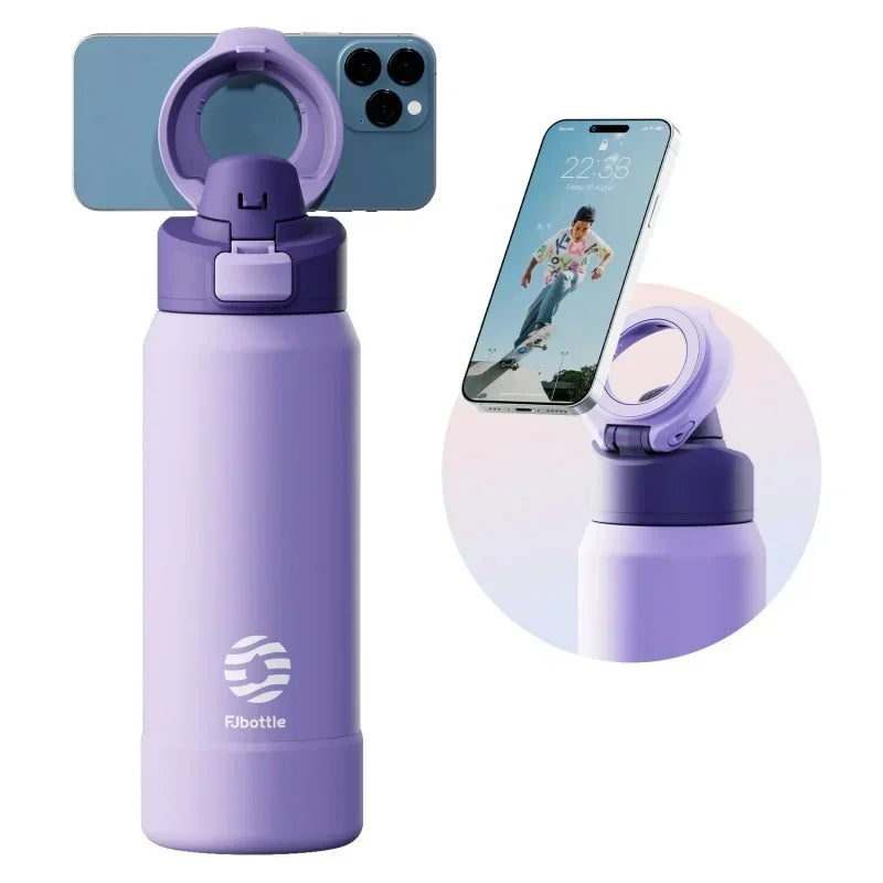710/950ml Thermos bottle Stainless Steel Sports Water Bottle with Magnetic Phone Holder Insulation Cup Sports Fitness Drinkware
