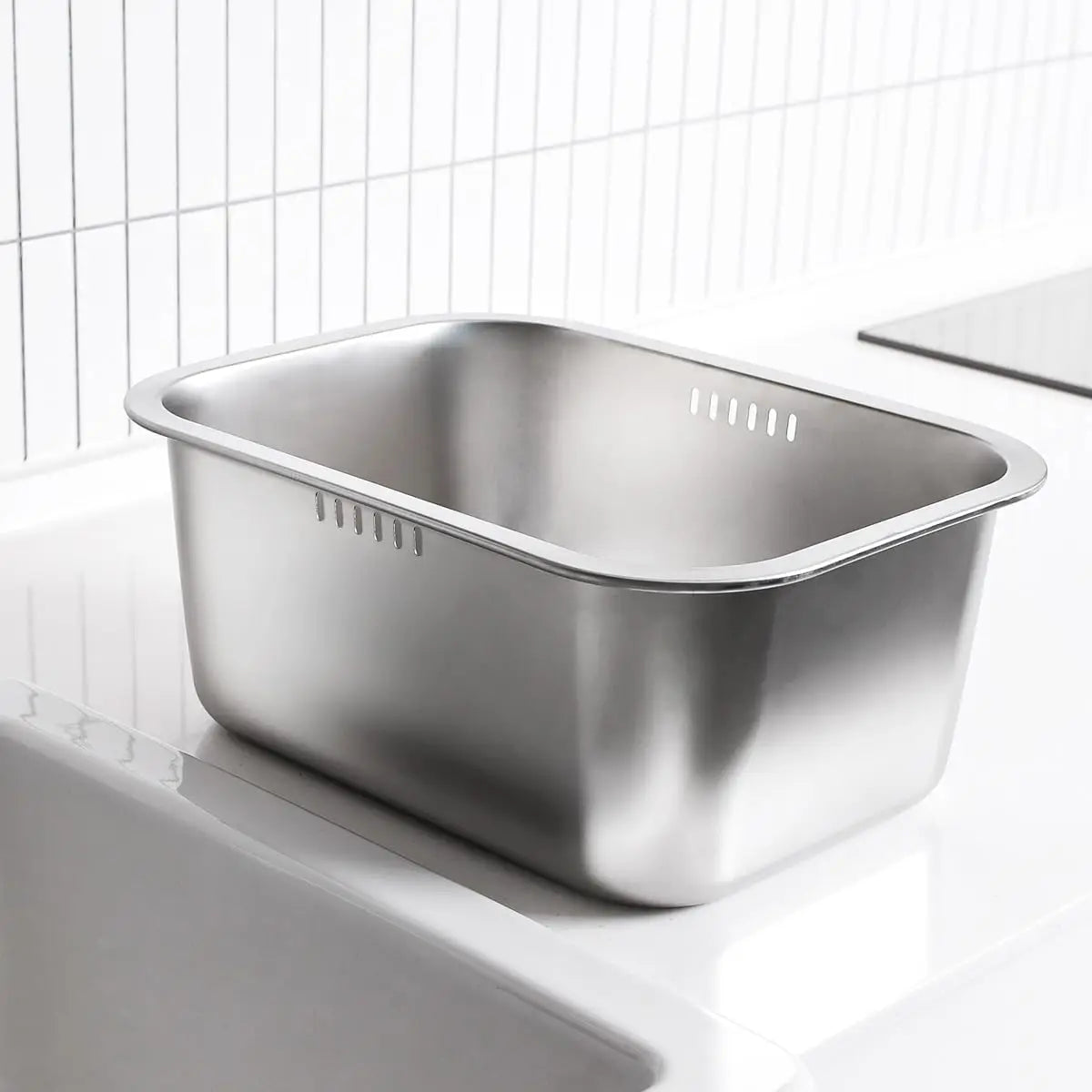 Bassine de vaisselle portable 10L en acier inoxydable, bac de lavage multifonction pour cuisine et légumes