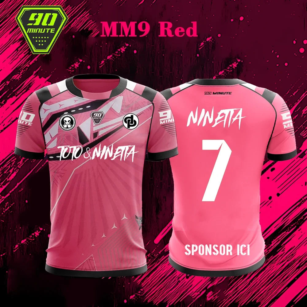 MM9 JUL 90 Minute Series 3D Sport Quick-dry Breathable Men Tshirt Football Jersey Team Training Racing Parent-child Short Sleeve