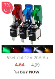 Auto Car Boat Truck Illuminated Led Toggle Switch With Safety Aircraft Flip Up Cover Guard Red Blue Green Yellow White 12V20A