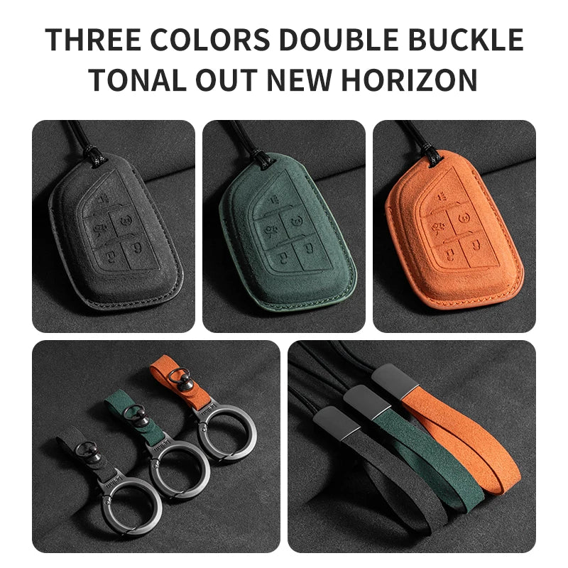 Suede Car Key Case Cover For Cadillac CT4 CT5 ATS CT6 CTS DTS XT5 Escalade ESV SRX STS XT4 Car Key Protective Shell Accessories