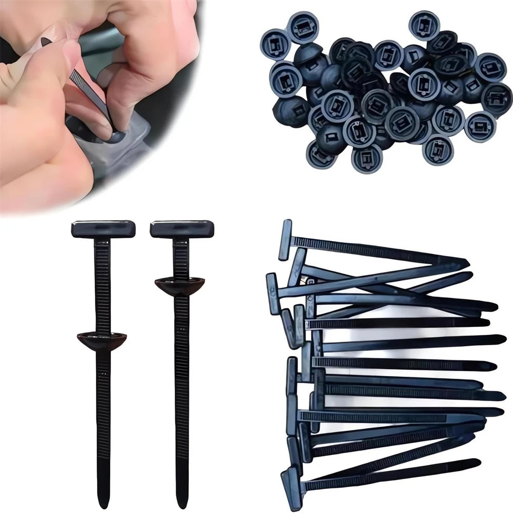 200/100/50Pcs Self-Locked Nylon Cable Tie Push Clips Wire Tie Released Zip Straps Car Pipe Cable Fastener Bundle Fixed Binding