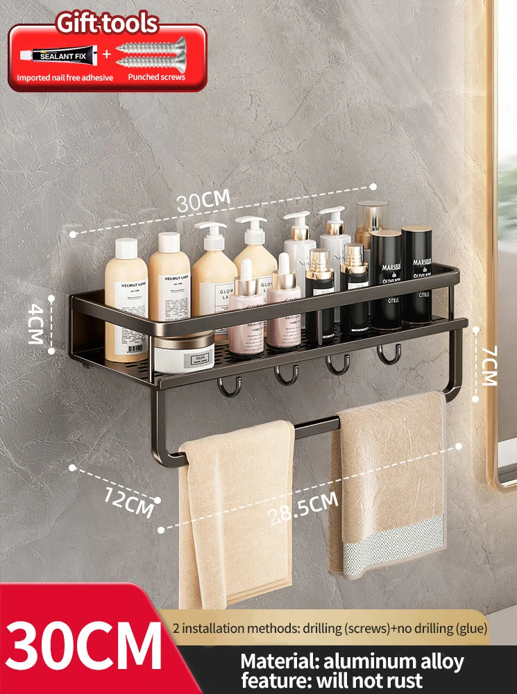 Bathroom Rack Bathroom Shelf Toilet Space Aluminum Hanging Rack Bathroom Organizer Hang on the Wall