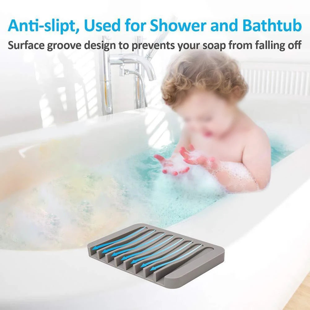 1/2 Pcs High Quality Silicone Self Draining Soap Dishes Innovative Soap Holder Saver Silicone Soap Holder Anti Slip Pad