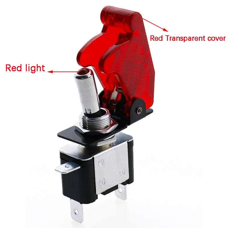 Auto Car Boat Truck Illuminated Led Toggle Switch With Safety Aircraft Flip Up Cover Guard Red Blue Green Yellow White 12V20A