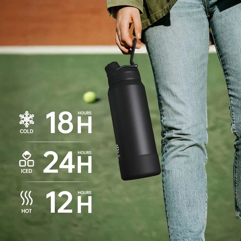 Fjbottle Gobelet thermos en acier inoxydable, gourde isotherme portable pour garder au frais en extérieur