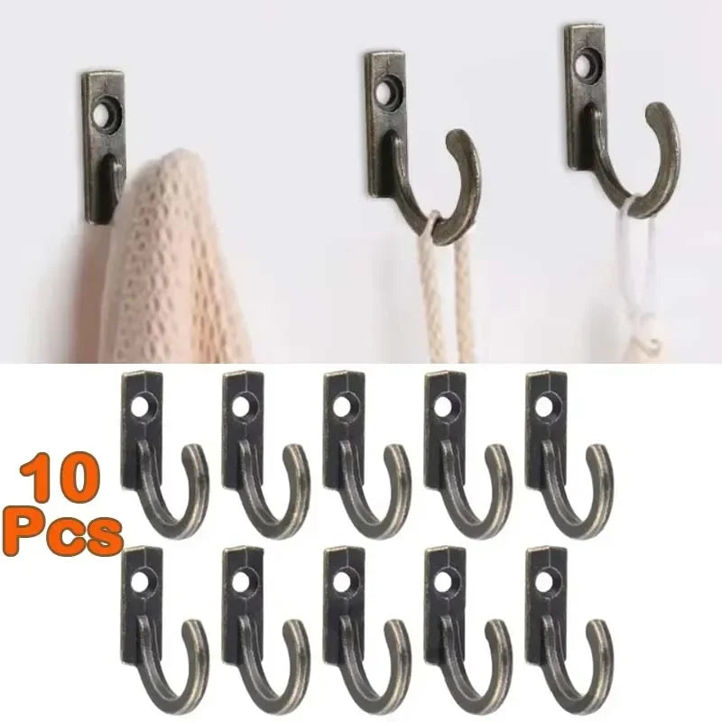 10Pcs Vintage Hooks Wall Hanger Curved Buckle Horn Lock Clasp Hook For Wooden Jewelry Box Furniture Home Decor
