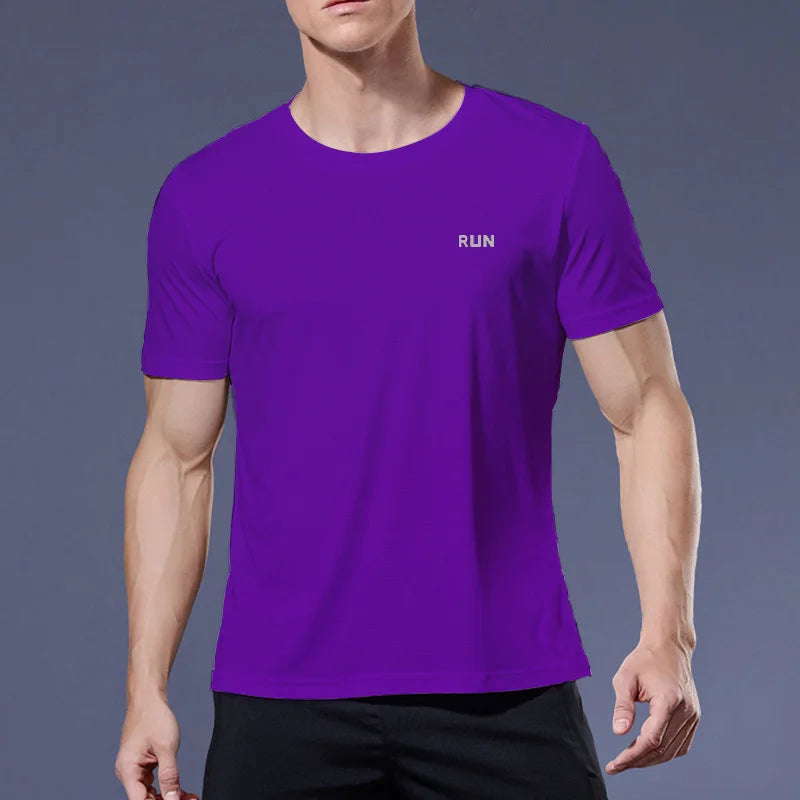 Sport Shirt  2024 Summer New 100% Polyester White Solid T Shirt Men Causal O-neck Basic T-shirt Male High Quality Running Tops