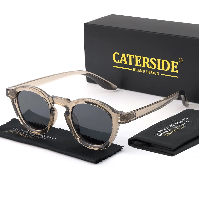 CATERSIDE Round Polarized Sunglasses Men Vintage TR90 Frame High-Quality Sun Glasses for Women Driving Fishing Eyewear UV400