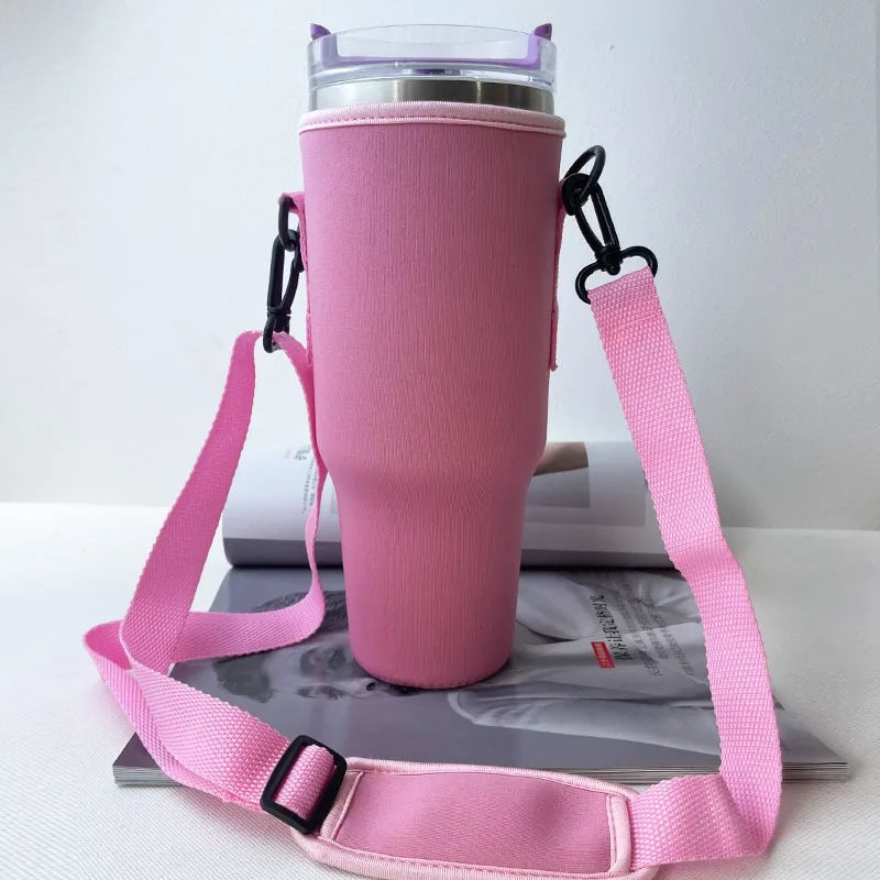 Housse de gourde 30/40 oz pour mug Stanley Quencher, avec bandoulière réglable et pochette porte-paille