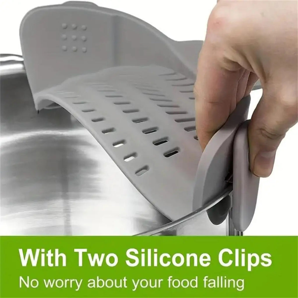 Passoire clip silicone ajustable pour casseroles et saladiers