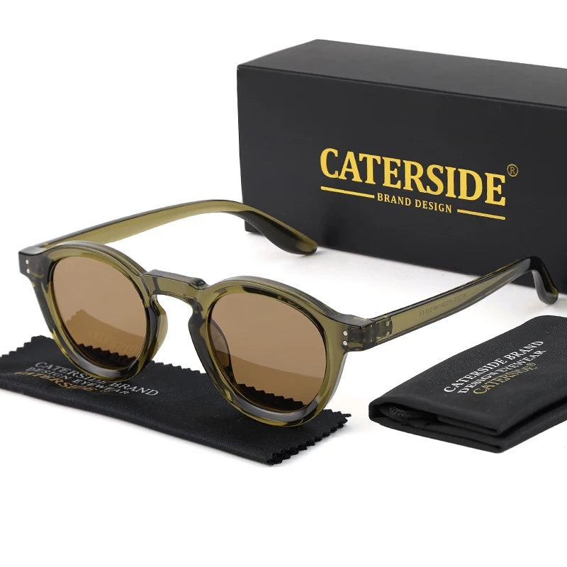 CATERSIDE Round Polarized Sunglasses Men Vintage TR90 Frame High-Quality Sun Glasses for Women Driving Fishing Eyewear UV400