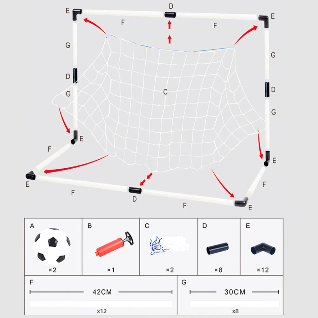 Football Sports Toys Game, Children's Foldable Football Goal with Pump and Ball Outdoor Lawn Soccer Training Gifts for Kids