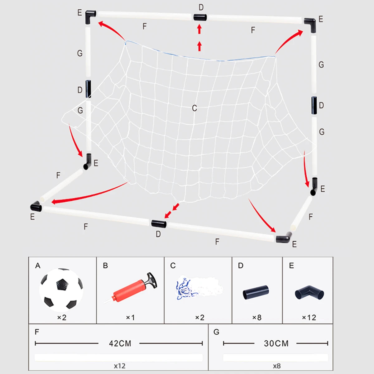 Football Sports Toys Game, Children's Foldable Football Goal with Pump and Ball Outdoor Lawn Soccer Training Gifts for Kids