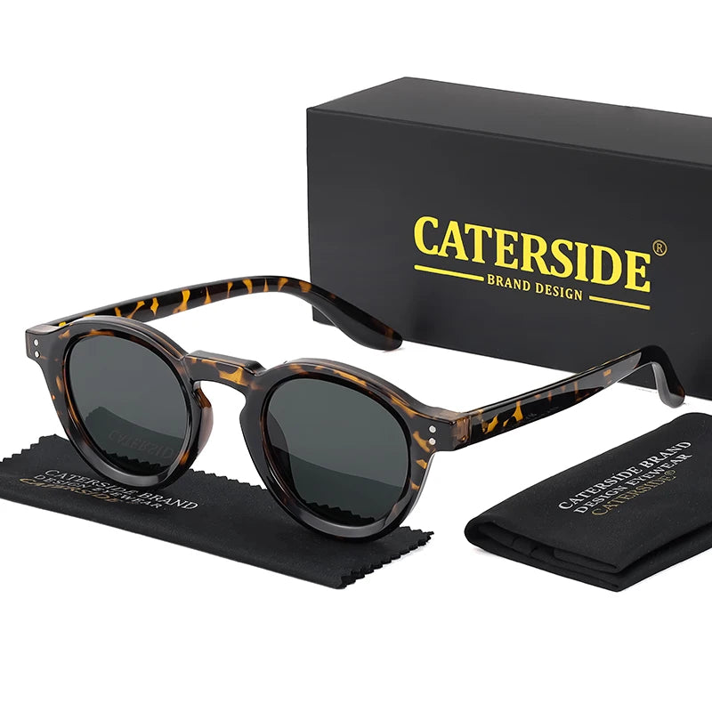 CATERSIDE Round Polarized Sunglasses Men Vintage TR90 Frame High-Quality Sun Glasses for Women Driving Fishing Eyewear UV400