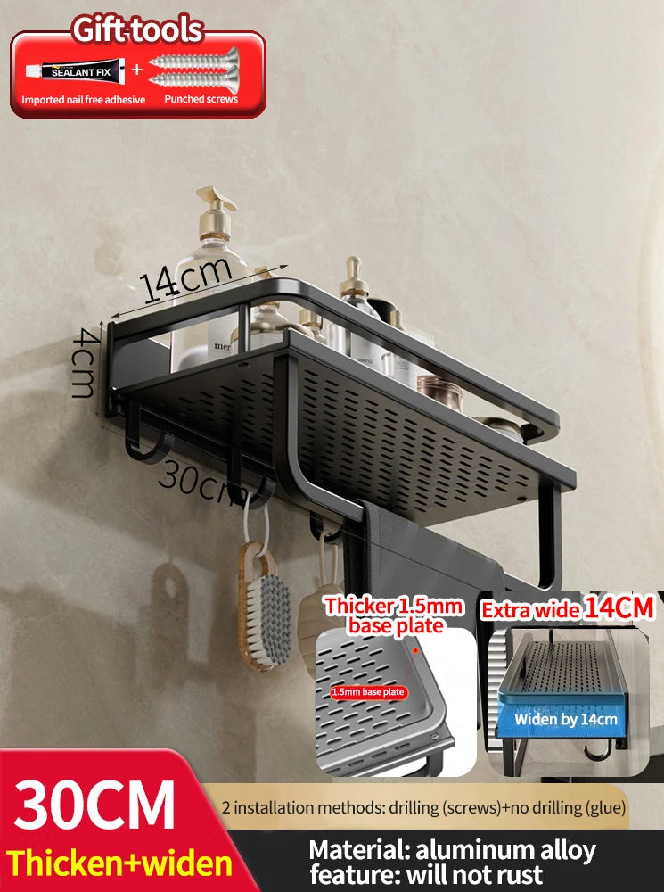 Bathroom Rack Bathroom Shelf Toilet Space Aluminum Hanging Rack Bathroom Organizer Hang on the Wall